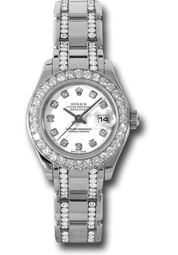 Rolex White Gold Lady Datejust Pearlmaster 29 Watch 32 Diamond Bezel