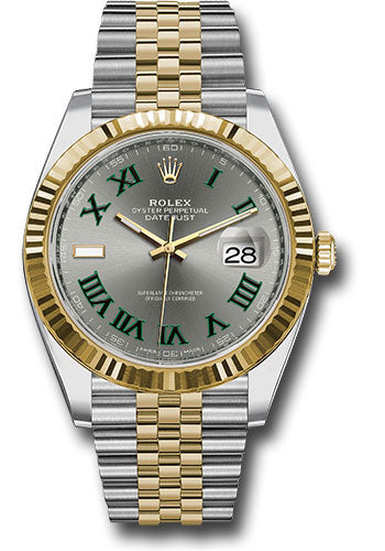 Rolex Steel and Yellow Gold Rolesor Datejust 41 Watch - Fluted Bezel - Slate Green Roman Dial - Jubilee Bracelet - 126333 slgrj