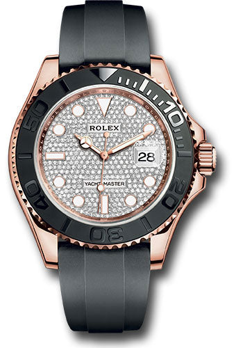 Rolex Everose Gold Yacht-Master 40 Watch - Diamond Paved Dial - Oysterflex Strap - 126655 dp