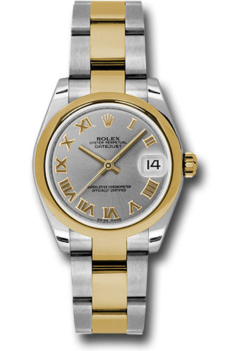 Rolex Steel and Yellow Gold Datejust 31 Watch - Domed Bezel - Slate Grey Roman Dial - Oyster Bracelet - 178243 gro