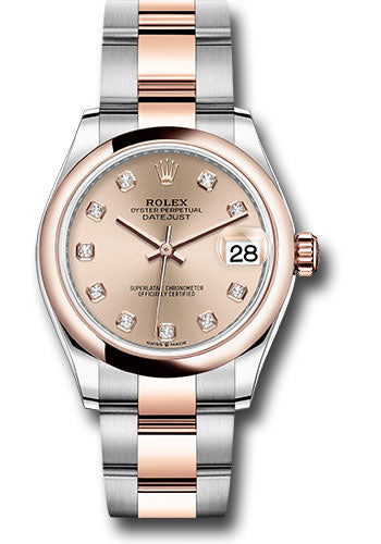 Rolex Steel and Everose Gold Datejust 31 Watch - Domed Bezel - Chocolate Diamond Dial - Oyster Bracelet - 278241 rodo