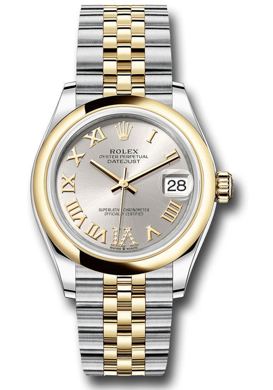 Rolex Steel and Yellow Gold Datejust 31 Watch - Domed Bezel - Silver Diamond Roman Six Dial - Jubilee Bracelet - 278243 sdr6j