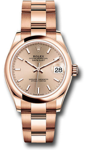 Rolex Everose Gold Datejust 31 Watch - Domed Bezel - RosŽ Index Dial - Oyster Bracelet - 278245 rsio