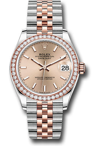 Rolex Steel and Everose Gold Datejust 31 Watch - 46 Diamond Bezel - RosŽ Index Dial - Jubilee Bracelet - 278381RBR roij