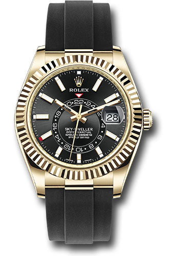 Rolex Yellow Gold Sky-Dweller Watch - Black Index Dial - Oysterflex Bracelet - 326238 bki