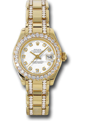 Rolex Yellow Gold Lady-Datejust Pearlmaster 29 Watch - 32 Diamond Bezel - White Diamond Dial - 80298.74948 wd